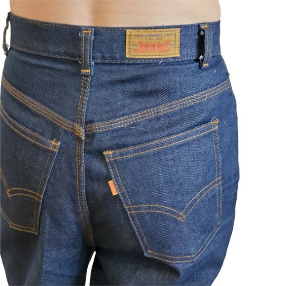 Vintage 1974 Levis 544 Jeans Womens 27" Waist Dark Wash Orange Tab Hi-rise Boot - Picture 4 of 12